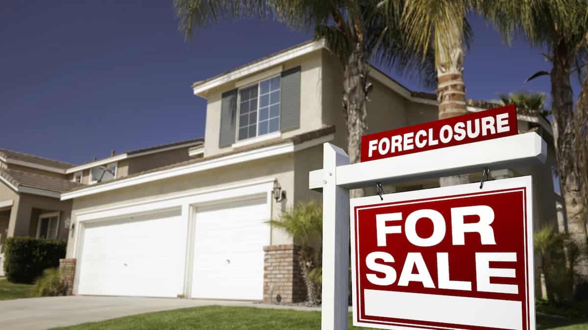Foreclosure home for sale sign